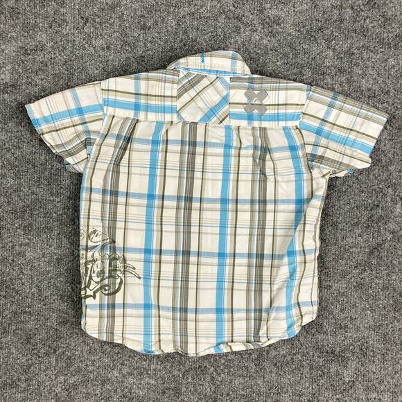 Quiksilver Button-Up Shirt Boys Size 3T Blue Plaid Short Sleeve Casual Top - Picture 4 of 5